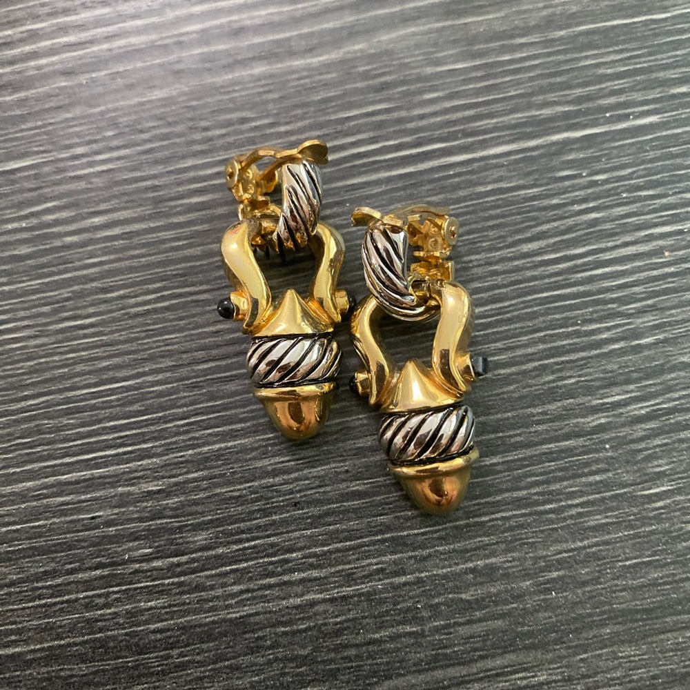Gold and Silver Tone Drop Earrings - Women's Fashion Jewelry